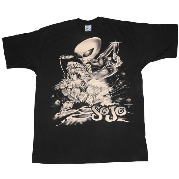 NWT Vintage 1997 SOJO Liquid Blue Fiyak T-Shirt Alien Attack Men's XL CATALOG PC
